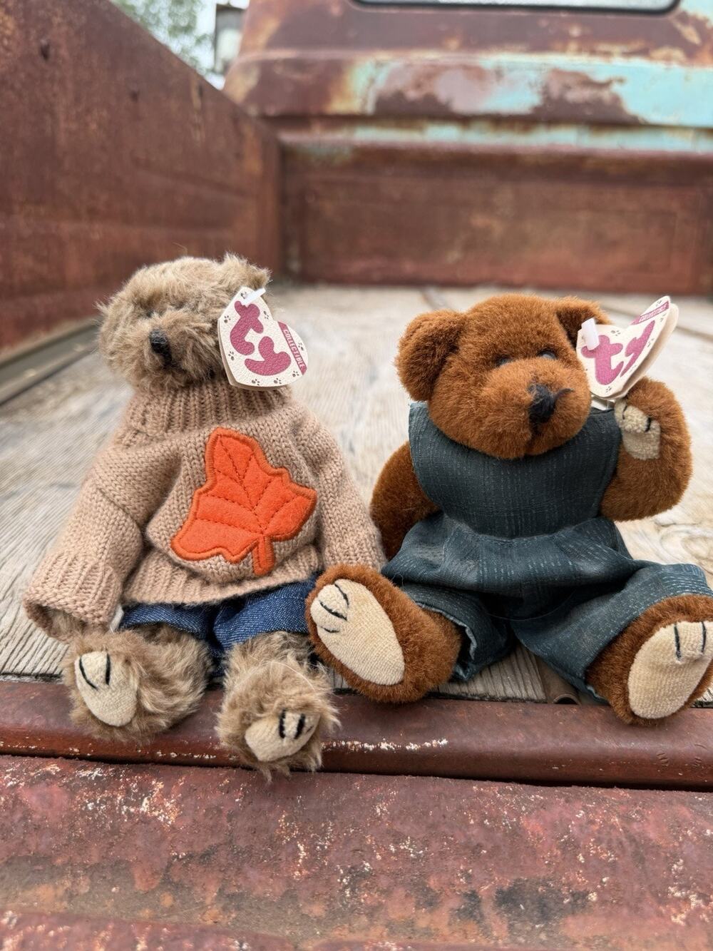 Vintage TY Attic Treasures Wee Willie 6021 Henry 6005 Bear Lot Tags Retired